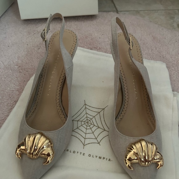 Charlotte Olympia Gray Slingback Heels - Picture 7 of 15